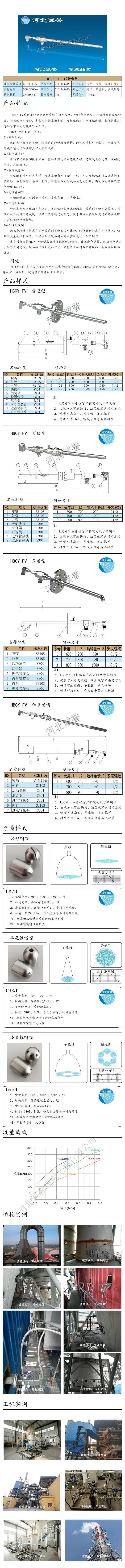 電廠脫硝噴槍保護套、噴槍參數(shù)、材質尺寸、流量分布圖、扇形空心錐俯視圖介紹，以及噴槍霧化視頻展示和工程案例介紹